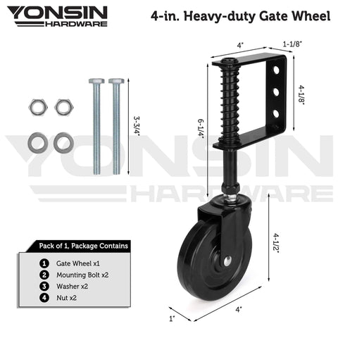Built Tough Heavy Duty Spring Loaded Gate Caster With 360 Degree Swivel 4 Inch Gate Wheel Kit Up To 200 Lb Capacity