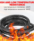 Black graphite braided packing rope, coiled, showcasing high-temperature resistance