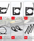 Various sizes of heavy duty rubber shovel mount clamp fits one and one eighth to one and one half inch objects holds up to