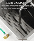 Heavy Duty Commercial Deep Fryer Oil Filter Cart With 30 Liter Capacity Tank And Rapid 30 Liters Per Minute Filtration Speed showing high-capacity oil filter and pumping mechanism.