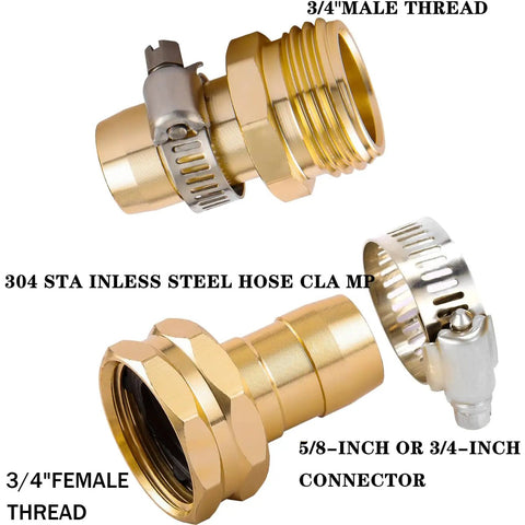 Five Pack Garden Hose Repair Connector Kit With Clamps For 3/4 Inch Or 5/8 Inch Hoses Includes Pro Grade 10 Heavy Duty Aluminum Clamps
