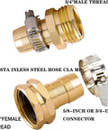 Four Pack Garden Hose Repair Connectors With Clamps For Three Quarters Inch Or Five Eighths Inch Hose Fittings Five Eighths Inch Barb To Three Quarters Inch GHT Adapters Aluminum Water Hose Repair Kit For No Fuss Leaks And Quick Fixes showing male and female threads and clamps