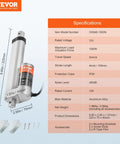 Side view of VEVOR 12V linear actuator with 4-inch stroke, aluminum body, mounting bracket and screws