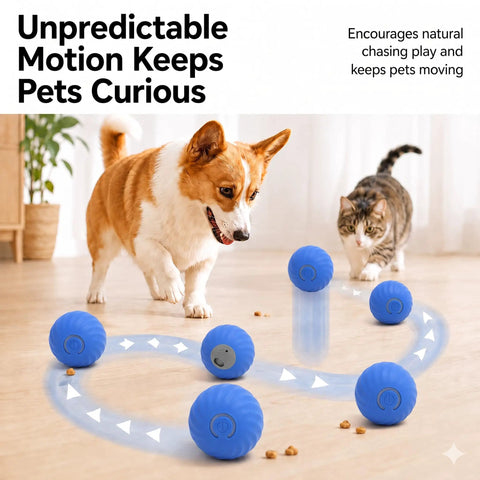 Dogs and cats playing with Automatic Rolling Treat Dispenser Ball For Dogs And Cats Interactive Smart Puzzle Feeder Dual Mode Rechargeable Kibble Crasher Toy Pack.