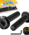 30 Piece Set Of 1/4-20 X 3/4 Inch Flat Head Socket Head Screws In 304 Stainless Steel With Spare Nylon Lock Nuts And Hex Spanner