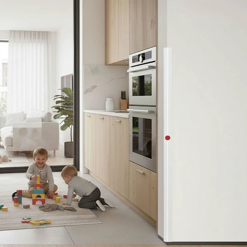 Heavy Duty Self Adhesive Wall Corner Protectors Peel And Stick Corner Guards For Quick Home Refresh in a kitchen setting with kids playing.