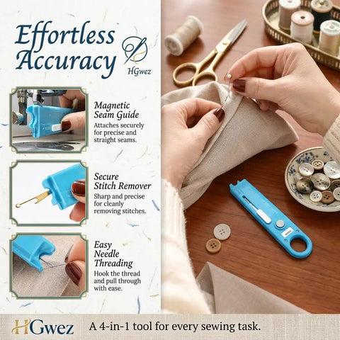 4 in 1 Needle Threader Tool With Magnifier And Seam Ripper Magnetic Sewing Accessory For Quick Threading And Easy Stitch Removal The Ultimate Quilting And Crafting Helper Red Twin Pack, 14 x 3 cm ABS plastic and metal