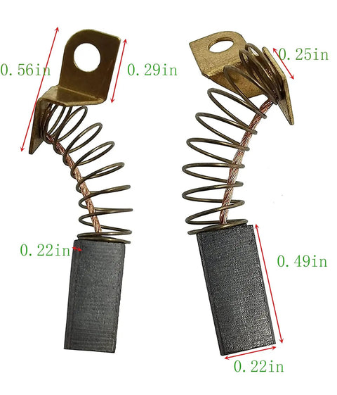 Replacement Motor Brushes For 7800 Drywall Sander N119739 879058 4-Pack, carbon brush set shown with springs and measured size