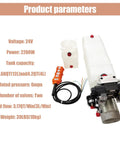 Dinenovate 24V Double Acting Hydraulic Power Unit 2200W Mini Pack showing components including control valve and tanks.