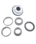 Trailer bearing kit for Dexter 10K oil axles; metal bearings, races, rubber seal, and plastic cap (Amazon brand)