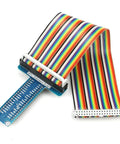 Colorful 40-pin rainbow ribbon cable with T-type GPIO expansion board for Raspberry Pi GPIO Breakout Starter Kit.