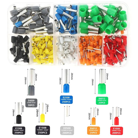 Dope Self-Adjustable Ratchet Wire Crimping Tool Kit For 23 AWG Down To 7 AWG Feats Heavy Duty Plier Plus 400 Pc Copper Terminal Connectors And Ferrules, assorted 20mm ferrules
