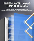 Premium Cigar Humidor Cabinet with Humidity and Temperature Control, 88L capacity, silent compressor, three-layer Low E glass