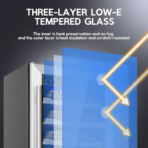 Premium Cigar Humidor Cabinet with Humidity and Temperature Control, 88L capacity, silent compressor, three-layer Low E glass