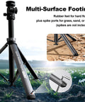 Auto Open 83.4 Inch Light Stand With Quick Release Ball Head for multi-surface footing with rubber feet and spike ports.
