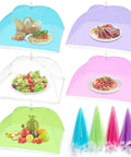 5 Pack Mesh Food Cover Tents For Picnics And Barbecues, Multi Functional Plate Covers, 17 By 17 Inch Coverage shown over food