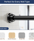 2 Pack Adjustable Spring Tension Curtain Rods 32 To 66 Inches Stainless Steel Matte Black No Drilling Easy Install