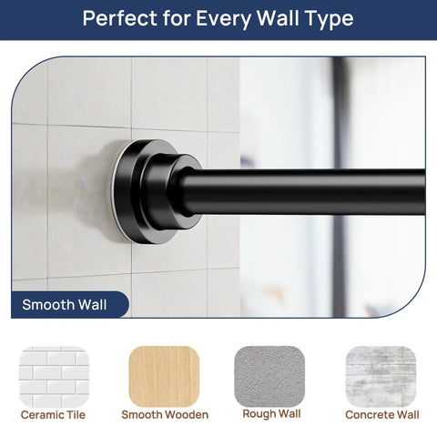 2 Pack Adjustable Spring Tension Curtain Rods 32 To 66 Inches Stainless Steel Matte Black No Drilling Easy Install