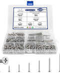 Wood Screws Assortment Kit 220 Pcs 304 Stainless Steel Phillips Flat Head Wood Screws Set in box with seven size options