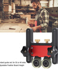 Rock Solid Updated Feather Boards For Table Saws And Router Tables Featuring Bearing Roller Fence Design To Pin Down Lumber Tight For Dead Nuts Precision Woodworking with adjustable height and dual rollers.