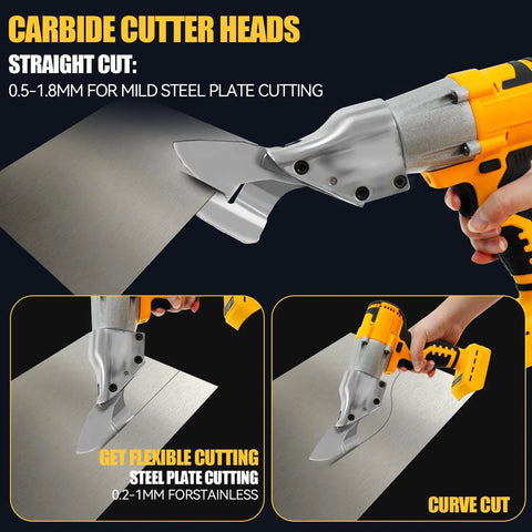 Cordless Sheet Metal Shear With LED Light and Brushless Motor for 20V Batteries cutting mild steel sheet, carbide cutter head