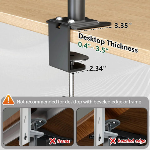 Clamp detail of 3 Tier Clamp On Desk Shelf With Height Adjustment And 360 Degree Rotatable Tray For Over Under Desk Storage Baffle Included Space Saving Black Office Organizer For Accessories