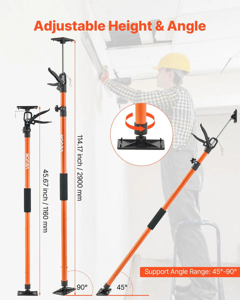 VEVOR 4-Pack Cabinet Support Poles, Heavy Duty Telescopic Steel Jack Props with adjustable height and angle features.