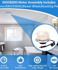 Powerful Yet Quiet Bathroom Fan Motor Replacement for QT80 Series with components in modern bathroom setting