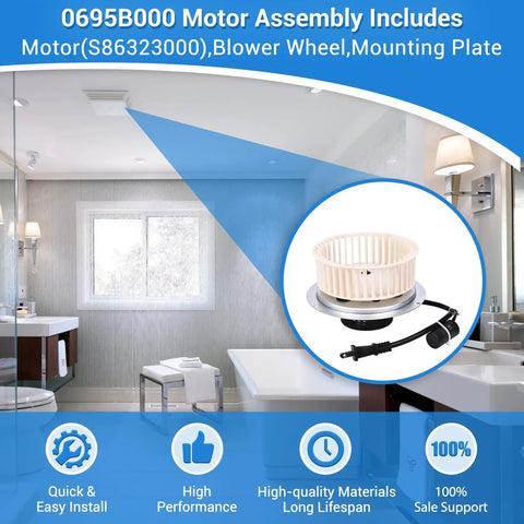 Powerful Yet Quiet Bathroom Fan Motor Replacement for QT80 Series with components in modern bathroom setting