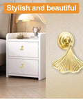 Top Shelf Knockout Slick Light Cyan Gold Ginkgo Leaf Cabinet Knobs Six Pack Vintage Drawer Pulls Premium Zinc Alloy Furniture Hardware With Screws For Dressers And Cupboards on bedside cabinet.