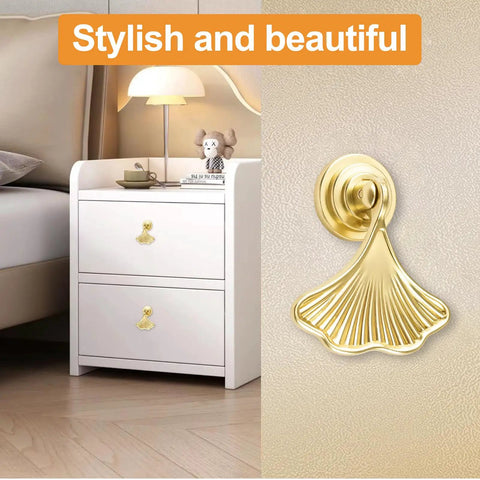 Top Shelf Knockout Slick Light Cyan Gold Ginkgo Leaf Cabinet Knobs Six Pack Vintage Drawer Pulls Premium Zinc Alloy Furniture Hardware With Screws For Dressers And Cupboards on bedside cabinet.
