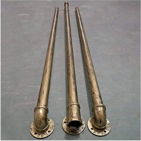 Street Tough Industrial Pipe Railing Kit With Galvanized Steel And Antique Brass Finish Solid wrought iron style pipes for handrail.