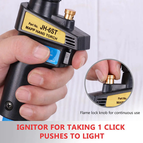 Close-up of ignitor on Pro Grade Propane Torch For Soldering And Brazing Great For Cooking And Surface Heating Tasks Hand Torch Head