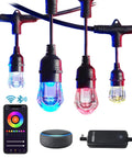 Hanging 72 Ft LED Outdoor String Lights Two 36 Ft Strands Color Changing RGBW Patio Lights With Easy App Control WiFi Waterproof IP65