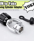 250 Bar 3500 PSI Chrome Plated Brass DIN To Yoke Regulator First Stage Adapter With Dust Cap showing parts and details.