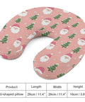 Women's Travel Neck Pillow For Sleeping And Napping On The Go, Comfy Soft Polyester Comfort, Ultra Portable Pink Xmas Design