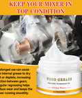 Food Grade Grease For Stand Mixers, Premium Lubricant That Reduces Noise And Wear, Extends Machine Life, Keeps Your Stand Mixer Running Smoothly, Includes Applicator Stick And Brush, 120g jar on mixer gears
