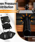 Heavy Duty Aluminum Barrel Vise Tool Built Like A Tank With Cowhide Leather Inserts For Dead Nuts Secure Rifle Maintenance Non Marring Clamp Fits 0.67 To 1.375 Inch OD showing even pressure distribution design.
