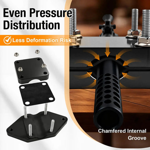 Heavy Duty Aluminum Barrel Vise Tool Built Like A Tank With Cowhide Leather Inserts For Dead Nuts Secure Rifle Maintenance Non Marring Clamp Fits 0.67 To 1.375 Inch OD showing even pressure distribution design.