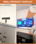 Before and after installation of In-Wall Cable Management Kit For TV Mounts, Hidden Recessed Outlet Box, 9Ft Power Cord, tidy cables.