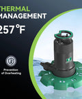 Automatic Submersible Pool Cover Pump 110V One Quarter HP 2800 GPH with green base and overheating prevention feature
