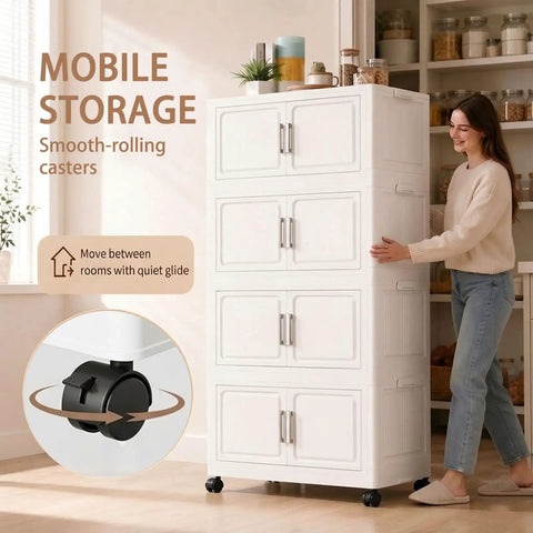 Huge Six Pack Modular Stackable Storage Cubes With Rollers And Lids Collapsible Foldable Container Bins For Closets Bedrooms Heavy Duty Room Organization No Cap Game Changer