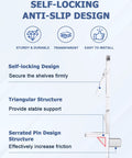 Rock Solid Clear Plastic Cabinet Shelf Pegs with self-locking anti-slip design for secure shelving, featuring triangular structure.