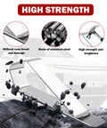 Stainless Steel Car Visor Photo Clip high strength and durability, shown with rocks and hammer in front of a car.