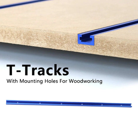 Dual Cut T Track 23.6 Inch Aluminum Alloy Two Pack Three Quarter Inch Wide With Predrilled Mounting Holes For Woodworking Jigs