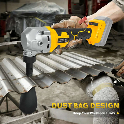 Cordless Metal Nibbler For 20V Battery System A True Workhorse With Brushless Motor Three Speed Metal Cutter in use cutting metal
