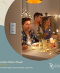 Kalide Dual Load Dimmer Light Switch With Full Range Dimming For LED And CFL Bulbs, White Finish, in dining room setting