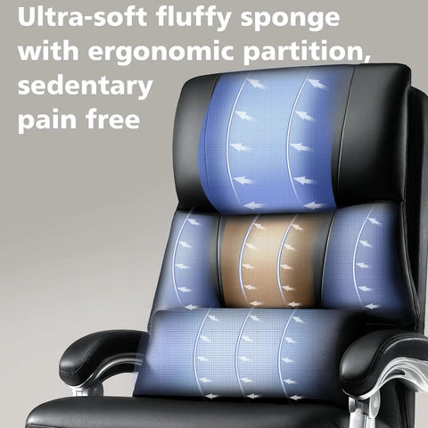 Cloud-Like Comfy Office Chair With Footrest showing ergonomic cushioning and high back support for comfort and pain relief.