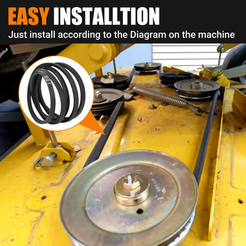 Illustration of 816-116C Replacement Mower Deck Belt on Land Pride mower showing installation diagram.