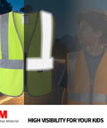 Top Shelf Kids Construction Vest Built Different For Street Ready Safety Featuring Heavy Duty 3M Reflective Strips Hitting Every Ansi Rule In Bold Yellow Polyester Keeps Your Little Crew Safe And Cool Daily with 3M reflective strips.